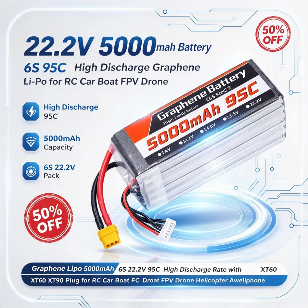 5000mAh 6S 22.2V 95C 그래핀 리튬 폴리 - 6S Lipo Battery 22.2V 5000Mah 리뷰 및 가격